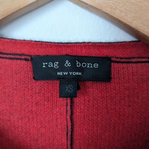 Rag & Bone charcoal grey red seam 100% Merino Wool long sleeve mini dress - Picture 3 of 6